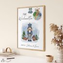 Geldgeschenk Poster Frohe Weihnachten Kugel Blau Nussknacker