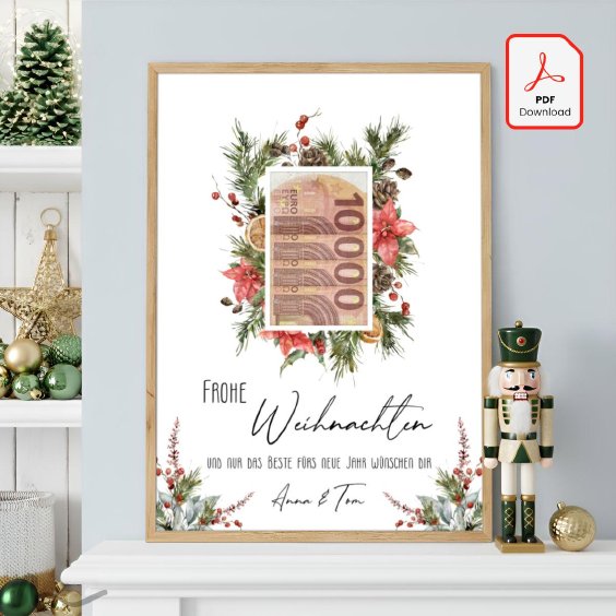 Geldgeschenk Poster Frohe Weihnachten Weihnachtsstern