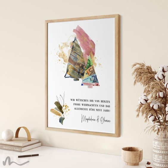 Geldgeschenk Poster Frohe Weihnachten Abstrakt Baum
