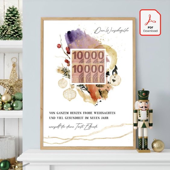 Geldgeschenk Poster Frohe Weihnachten Abstrakt Rahmen