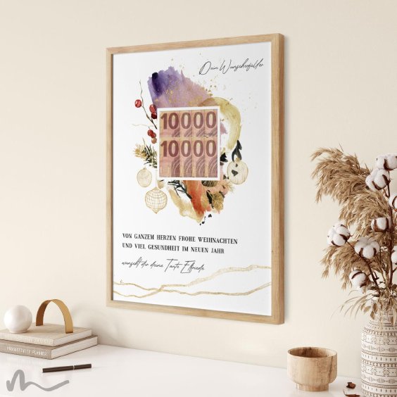 Geldgeschenk Poster Frohe Weihnachten Abstrakt Rahmen