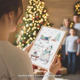 Geldgeschenk Poster Frohe Weihnachten Schneemann Fahne