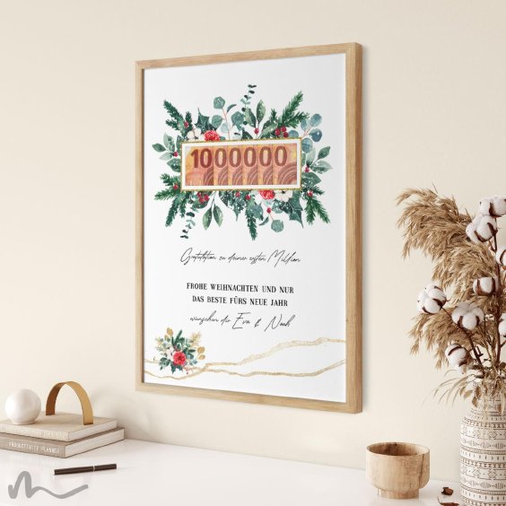 Geldgeschenk Poster Frohe Weihnachten Erste Million