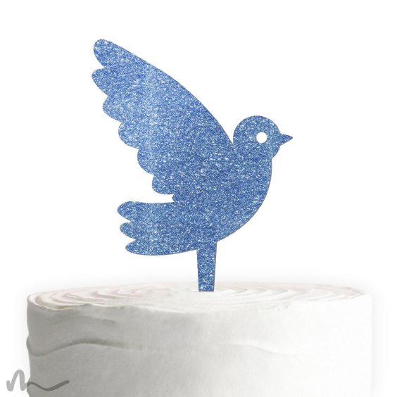 Cake Topper Taube Blau Glitzer