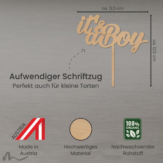 Cake Topper Its a Boy Holz