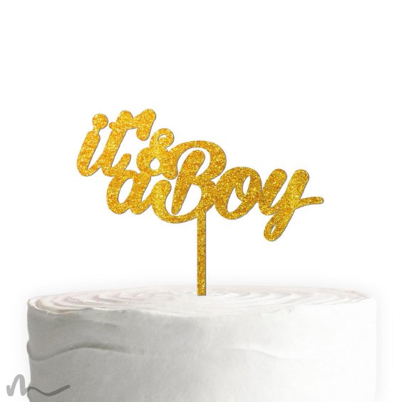 Cake Topper Its a Boy Gold Glitzer