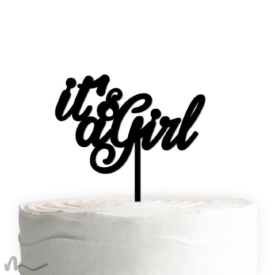 Cake Topper Its a Girl Schwarz