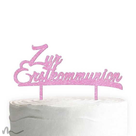 Cake Topper Zur Erstkommunion Pink Glitzer