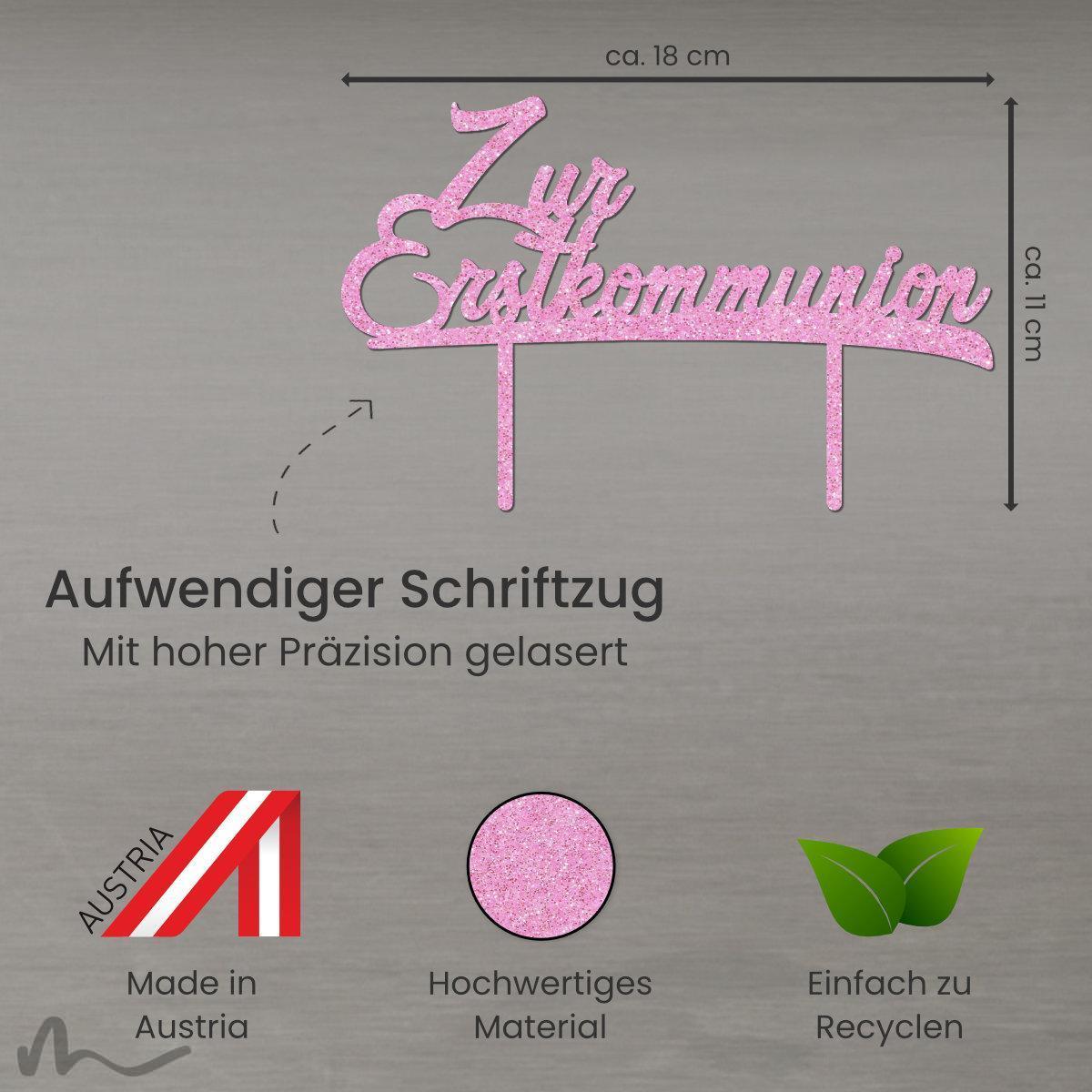 Tortenaufsatz Für Erstkommunion – Silbernes Kreuz Mit Glitzer & Taube