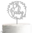 Cake Topper Oh Baby Silber Glitzer