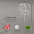 Cake Topper Oh Baby Silber Glitzer