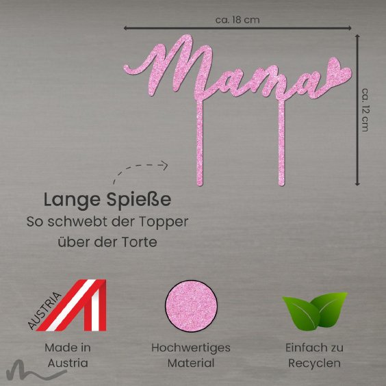 Cake Topper Mama Pink Glitzer