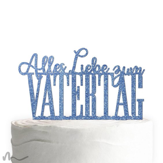 Cake Topper Vatertag Blau Glitzer