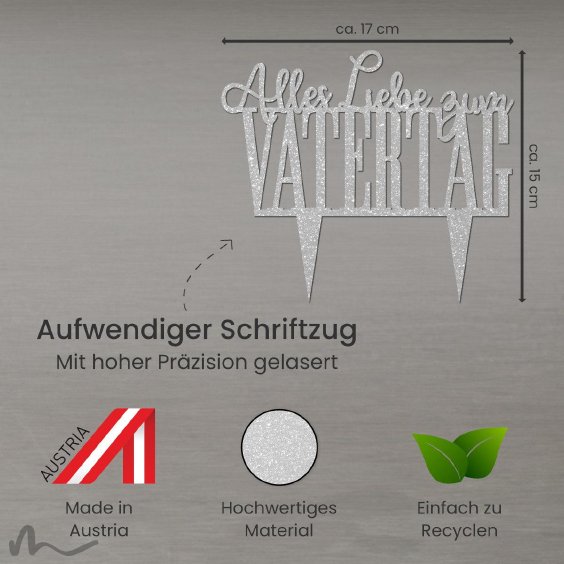 Cake Topper Vatertag Silber Glitzer