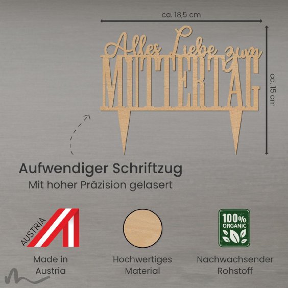 Cake Topper Muttertag Holz