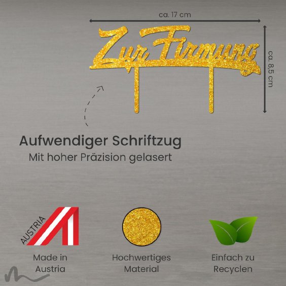 Cake Topper Zur Firmung Gold Glitzer