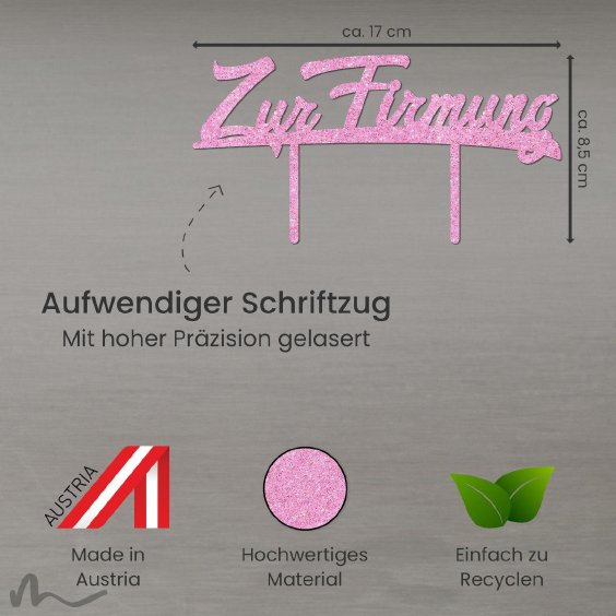 Cake Topper Zur Firmung Pink Glitzer
