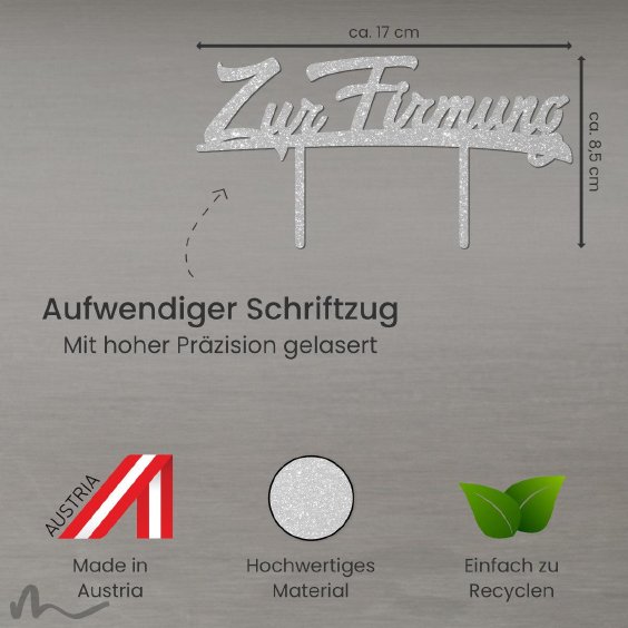 Cake Topper Zur Firmung Silber Glitzer