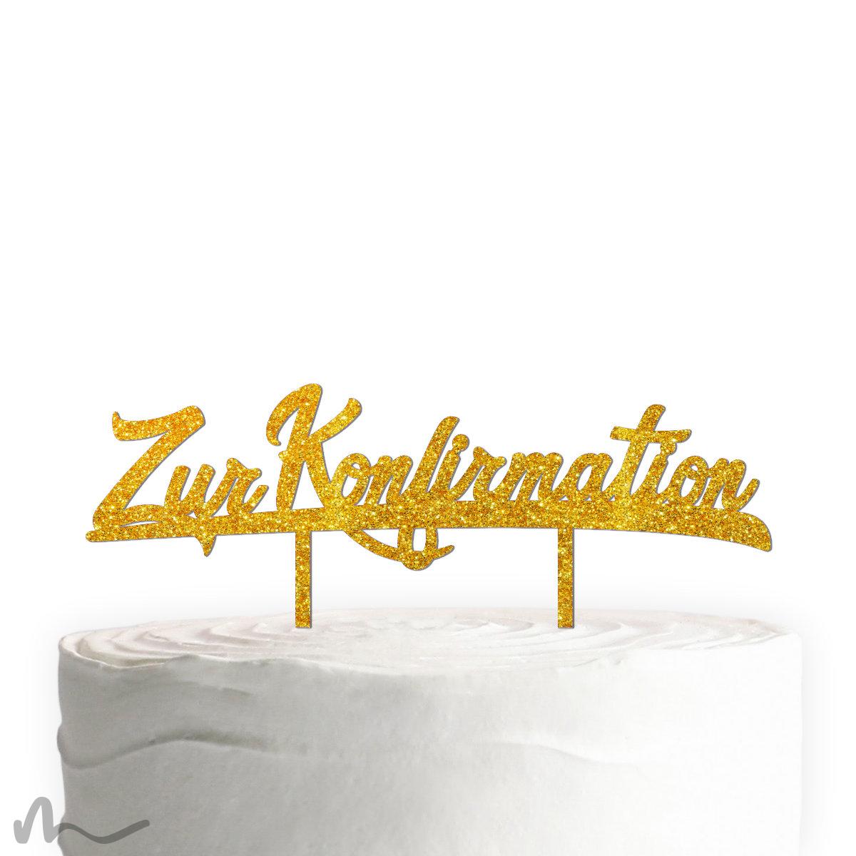 Cake Topper Zur Konfirmation Gold Glitzer für die Konfirmationstorte