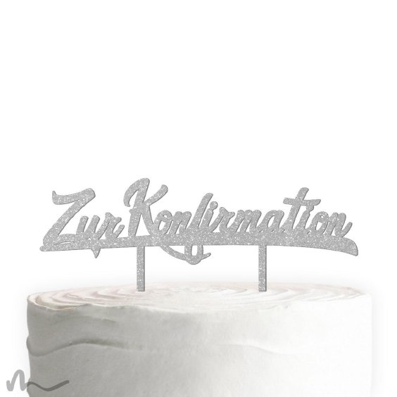 Cake Topper Zur Konfirmation Silber Glitzer