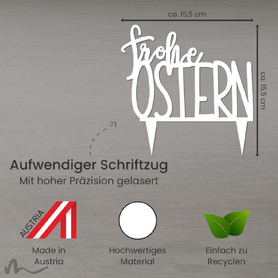 Cake Topper Frohe Ostern Weiss