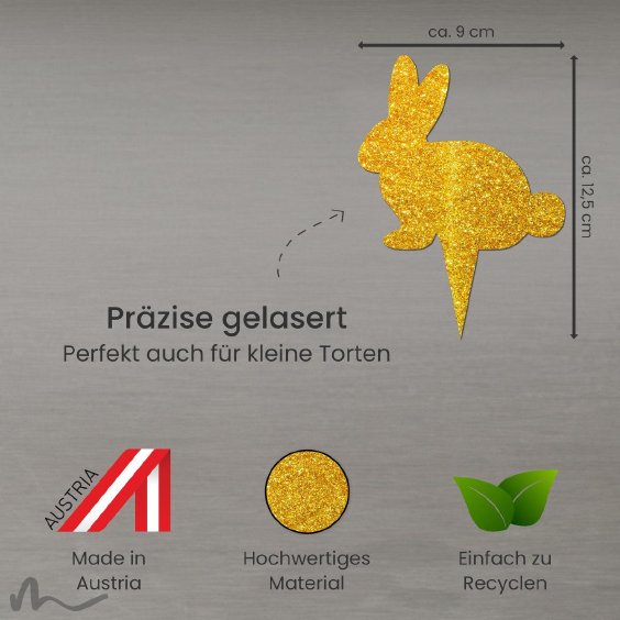 Cake Topper Hase Gold Glitzer