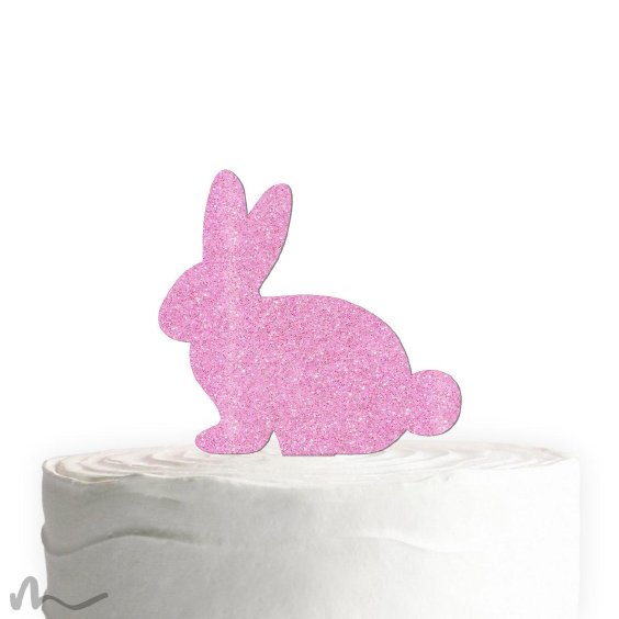 Cake Topper Hase Pink Glitzer