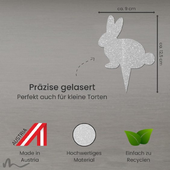 Cake Topper Hase Silber Glitzer