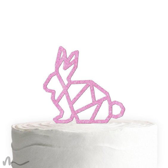 Cake Topper Hase Geometrie Pink Glitzer