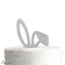 Cake Topper Hasenohren Silber Glitzer