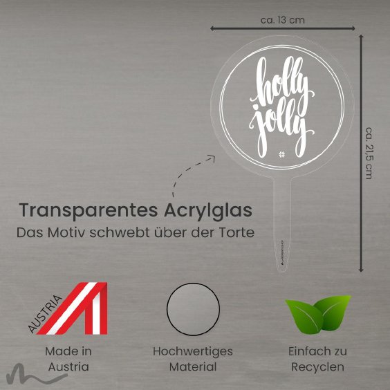 Cake Topper Holly Jolly Transparent