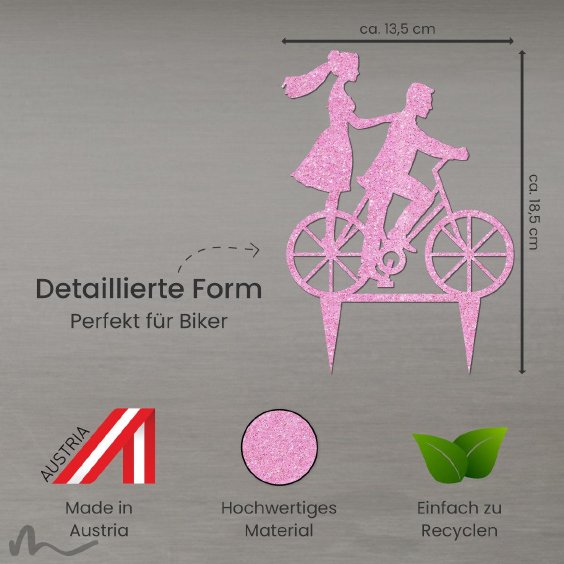 Cake Topper Fahrrad Pink Glitzer