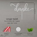 Cake Topper Danke Schriftzug Silber Glitzer