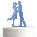 Cake Topper Babybauch Blau Glitzer