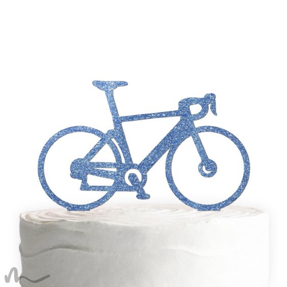 Cake Topper Rennrad Blau Glitzer