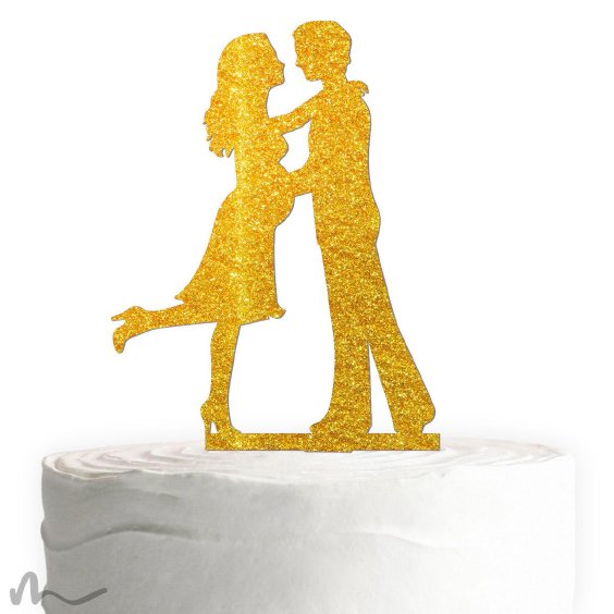 Cake Topper Babybauch Gold Glitzer