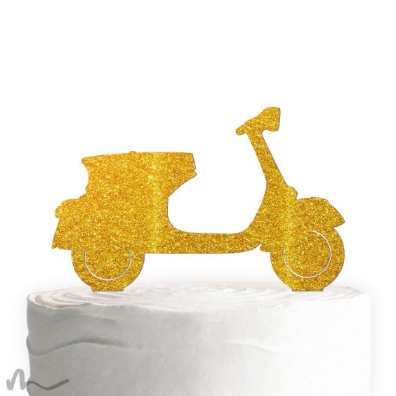 Cake Topper Vespa Gold Glitzer