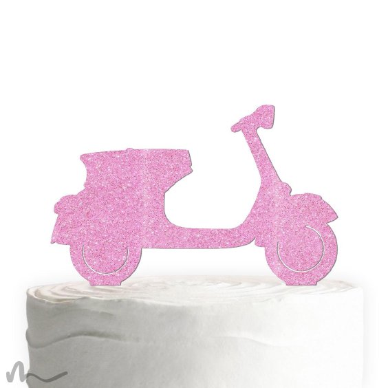 Cake Topper Vespa Pink Glitzer