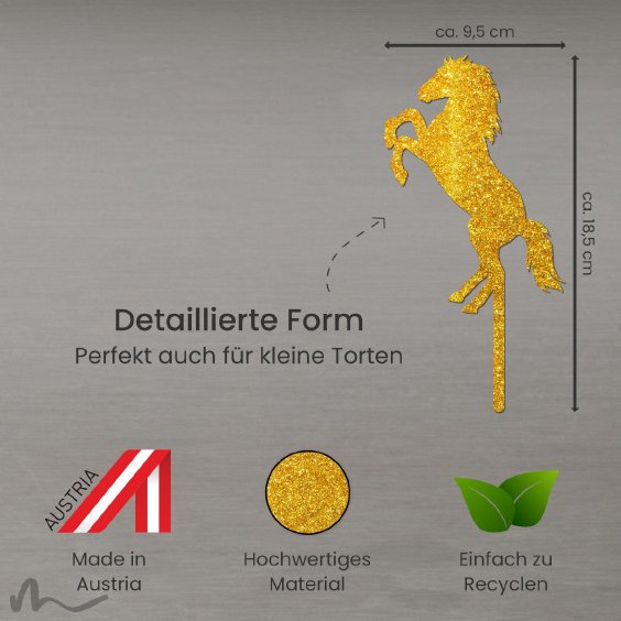 Cake Topper Pferd Gold Glitzer