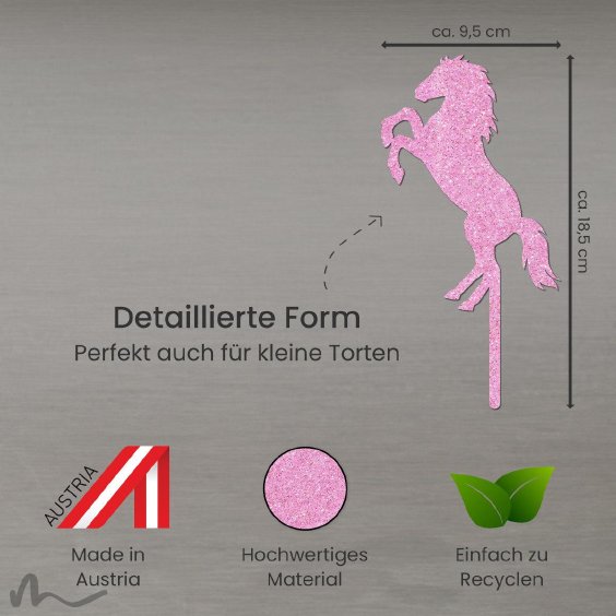 Cake Topper Pferd Pink Glitzer