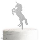 Cake Topper Einhorn Silber Glitzer