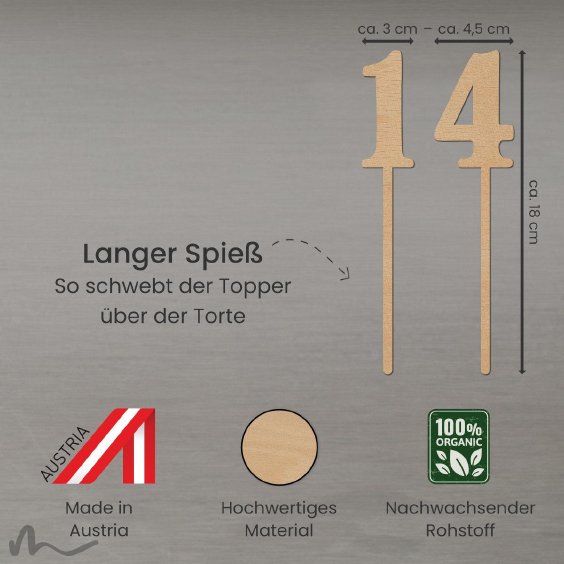 Cake Topper Zahl Holz