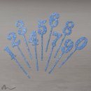 Cake Topper Zahl Blau Glitzer