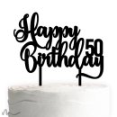 Cake Topper Happy Birthday Zahl personalisiert Schwarz