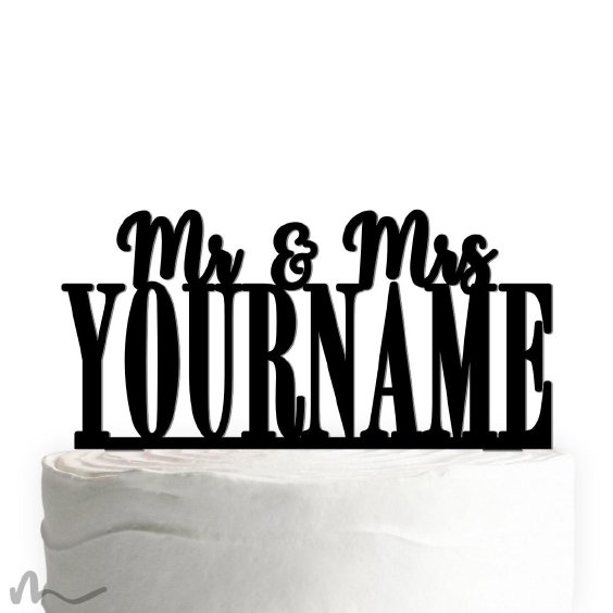 Cake Topper Mr und Mrs personalisiert Schwarz