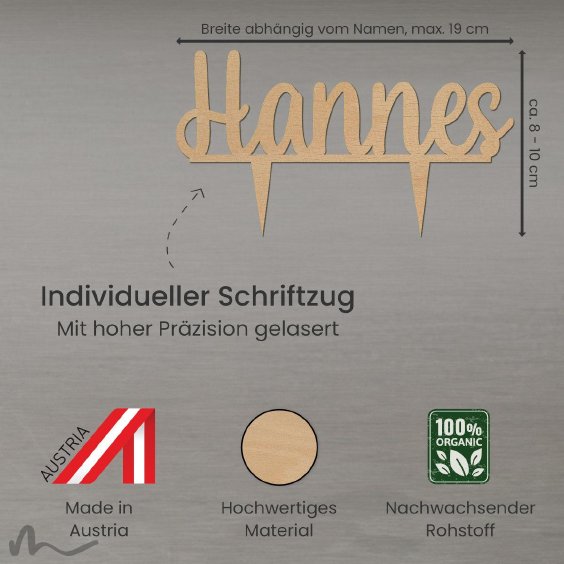 Cake Topper Name personalisiert Holz