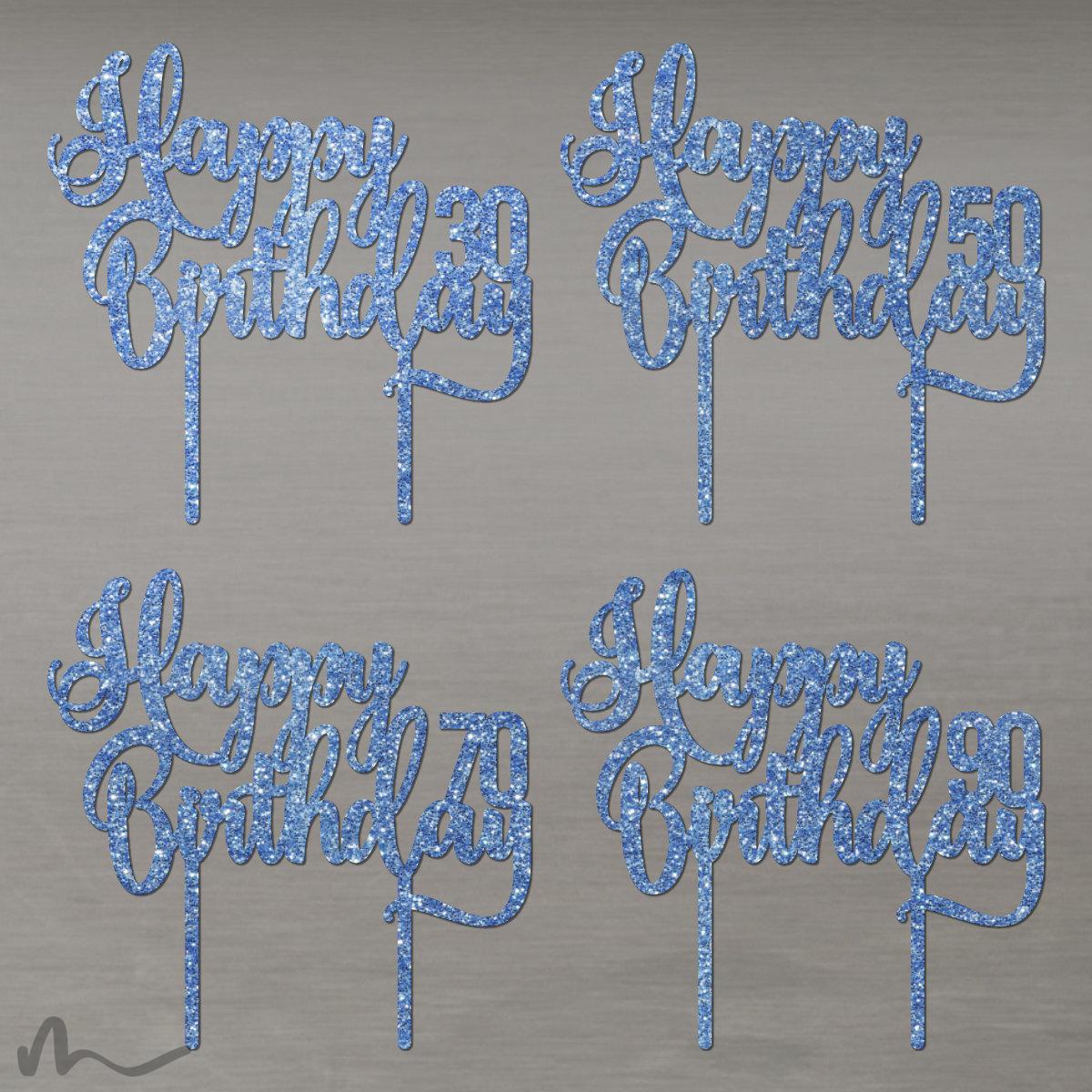 Happy Birthday Cake Topper - Glitzer Kuchen Deko Orange