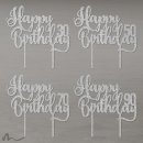 Cake Topper Happy Birthday Zahl personalisiert Silber Glitzer