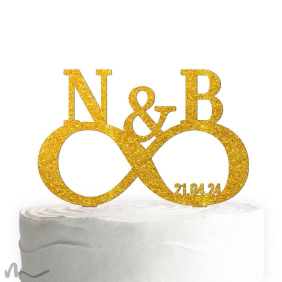 Cake Topper Unendlich personalisiert Gold Glitzer