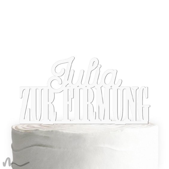 Cake Topper Zur Firmung personalisiert Weiss